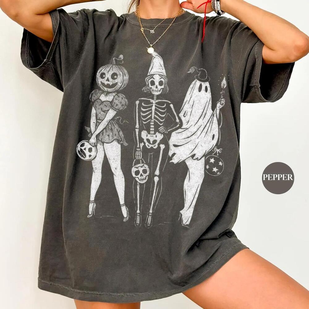 Halloween Spooky Girl Squad  T Shirt Halloween Tshirt Skeleton Ghost